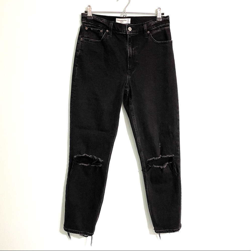Abercrombie & Fitch Black Distressed High-Rise Jeans
